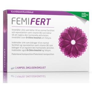 Femifert är ett kosttillskott med naturliga ingredienser och hög säkerhet - rekommenderas för dem som planerar att bli gravida tack vare D-Chiro-Inositol, zink, vitamin B6 och folsyra Med24.se