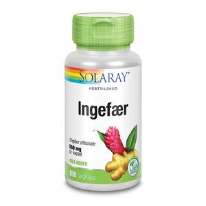 1 kapsel Solaray ingefärsrot innehåller 550 mg ingefärsrot (Zingiber officinale)