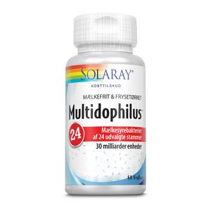 Solaray Multidophilus 24 med 24 stammar av livskraftiga mjölksyrabakterier i 60 vegetabiliska kapslar Med24.se