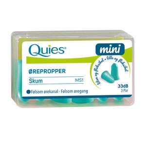 Quies Mini mjuka skumöronproppar för känsliga hörselgångar 3 par Med24.se