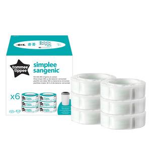 Tommee Tippee 6 st refillkasetter till Sangenic Simplee blöjhink