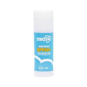 Med24 Sun Stick SPF50 + är ett vattenfast solstift med högt UVA- och UVB-solskydd i praktisk storlek, idealiskt för fickan eller väskan Med24.se