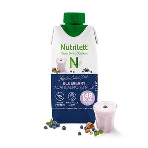 Nutrilett Blueberry, Acai & Almond shake är en färdigblandad välsmakande blåbärs- och mandeldryck med acai Med24.se