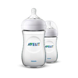 AVENT Natural Nappflaska med napp 1 månad + - 260 ml - 2-pack