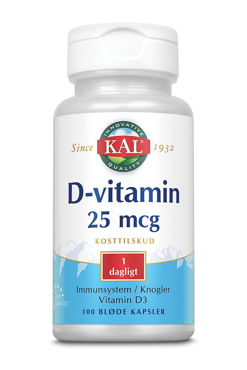 Hur Mycket D Vitamin Per Dag Köp KAL D-vitamin 25 mcg - 100 kap hos Med24.se