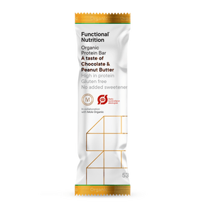 Ekologisk proteinbar med smak av choklad och jordnötssmör från Functional Nutrition Med24.se
