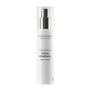Mádara Total Renewal Night Cream - återuppbyggnad av hudens kollagen, elastinfibrer och aktivering av cellulära processer.