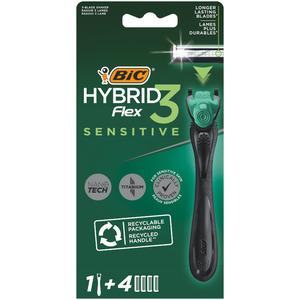 BIC Hybrid 3 Sensetive för män - rakhyvel + 4 huvuden Med24.se