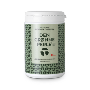 Chlorella - Den Grønne Perle instantpulver är ett vitamin- och mineralrikt kosttillskott baserat på sötvattensalgen Chlorella Pyrenoidosa Med24.se