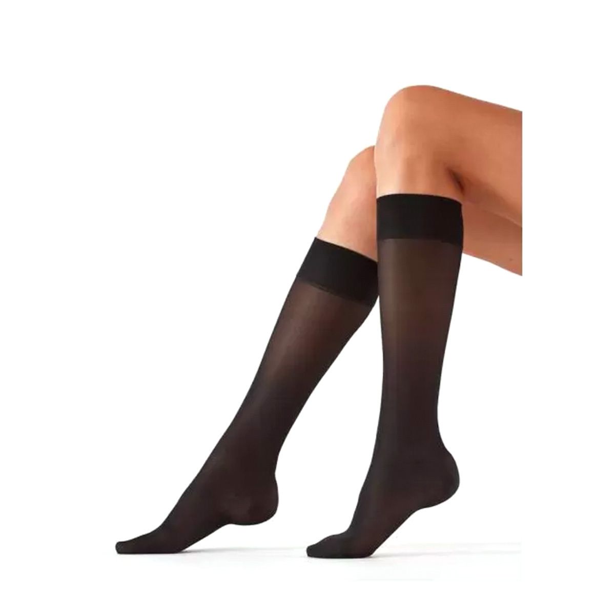 40 Knä Svart One Size - 1 par