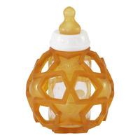 Hevea 2-i-1 Baby Glasflaska med Star Ball Cover - Natur