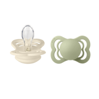 BIBS Supreme Silicone Ivory/Sage 2-pack - Flera storlekar