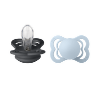 BIBS Supreme Silicone Iron/Baby Blue 2-pack - Str. 1