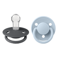 BIBS De Lux Silicone Onesize 2 pack - Iron/Baby Blue