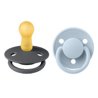 BIBS De Lux Latex Iron/Baby Blue 2 pack - Strl 2