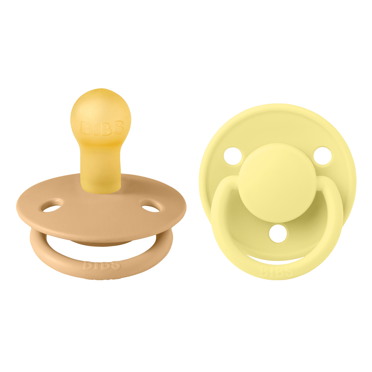 BIBS De Lux Latex Desert Sand/Sunshine 2 pack Med24.se