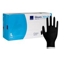 Abena Classic Protect Engångshandskar, Svart, Nitril, u/puder, 200 st - L