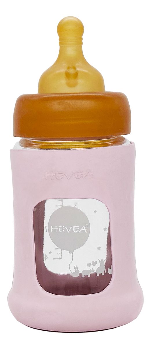 Glas Nappflaska Wide Neck med Sleeve 150 ml, Powder Pink - 1 st