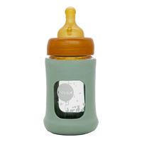 Hevea Glas Nappflaska Wide Neck med Sleeve 150 ml, Seafoam Blue - 1 st