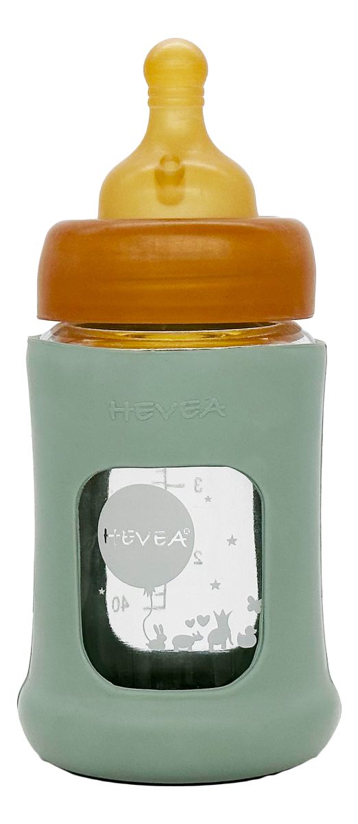 Glas Nappflaska Wide Neck med Sleeve 150 ml, Seafoam Blue - 1 st