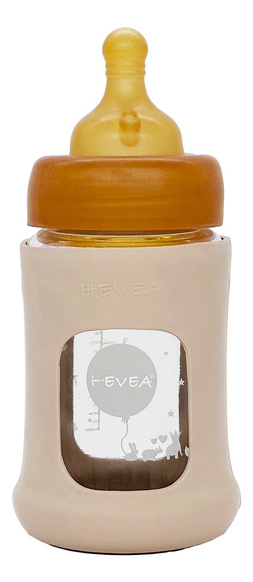 Glas Nappflaska Wide Neck med Sleeve 150 ml, Sand - 1 st
