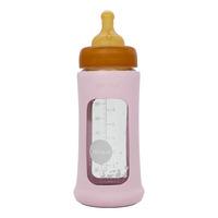 Hevea Glas Nappflaska Wide Neck med Sleeve 250 ml, Powder Pink - 1 st