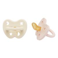 Hevea Napp, 0-3 mån. Ortodontisk, Powder Pink & Milky White - 2 st