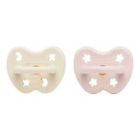 Hevea Napp, 0-3 mån, Rund, Newborn, Powder Pink & Milky White - 2 st