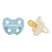 Hevea Napp, 0-3 mån, Rund, Newborn, Baby Blue & Milky White - 2 st