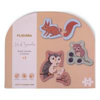 Filibabba Set med 7 pussel - Nordiska djur - 1 st