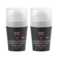 Vichy Homme 72H Extreme Control Anti-Perspirant Deodorant Roll-On - 2 pack