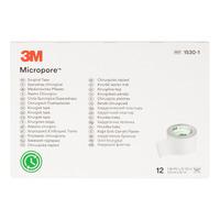 Micropore kirurgisk tape 2,5 cm x 9,1 m vit - 12 rullar
