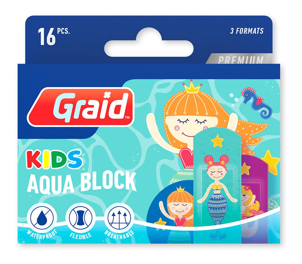 Aqua Block Kids Premium Plåster Sjöjungfrur - 16 st
