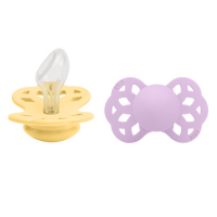 BIBS Infinity Anatomisk Silicone Pale Butter/Violet Sky 2 pack - Strl 2