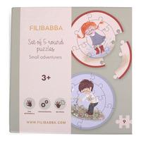 Filibabba Set med 5 runda pussel - Små äventyrare - 5 st