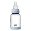 BIBS Glass Baby Bottle Round Silicone 120 ml Slow Flow Baby Blue - 1 st