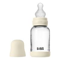 BIBS Glass Baby Bottle Round Silicone 120 ml Slow Flow Ivory - 1 st
