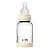 BIBS Glass Baby Bottle Round Silicone 120 ml Slow Flow Ivory - 1 st