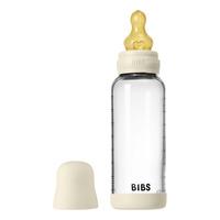 BIBS Glass Baby Bottle Round Latex 240 ml Medium Flow Ivory - 1 st