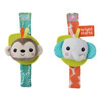 Bright Starts Bitring och Armband m. Apa och Elefant - 2 st