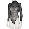 NORTIE Oda Leopard Bodystocking, öppen - Svart