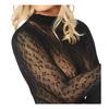 NORTIE Oda Leopard Bodystocking, öppen - Svart