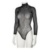 NORTIE Oda Leopard Bodystocking, öppen - Svart