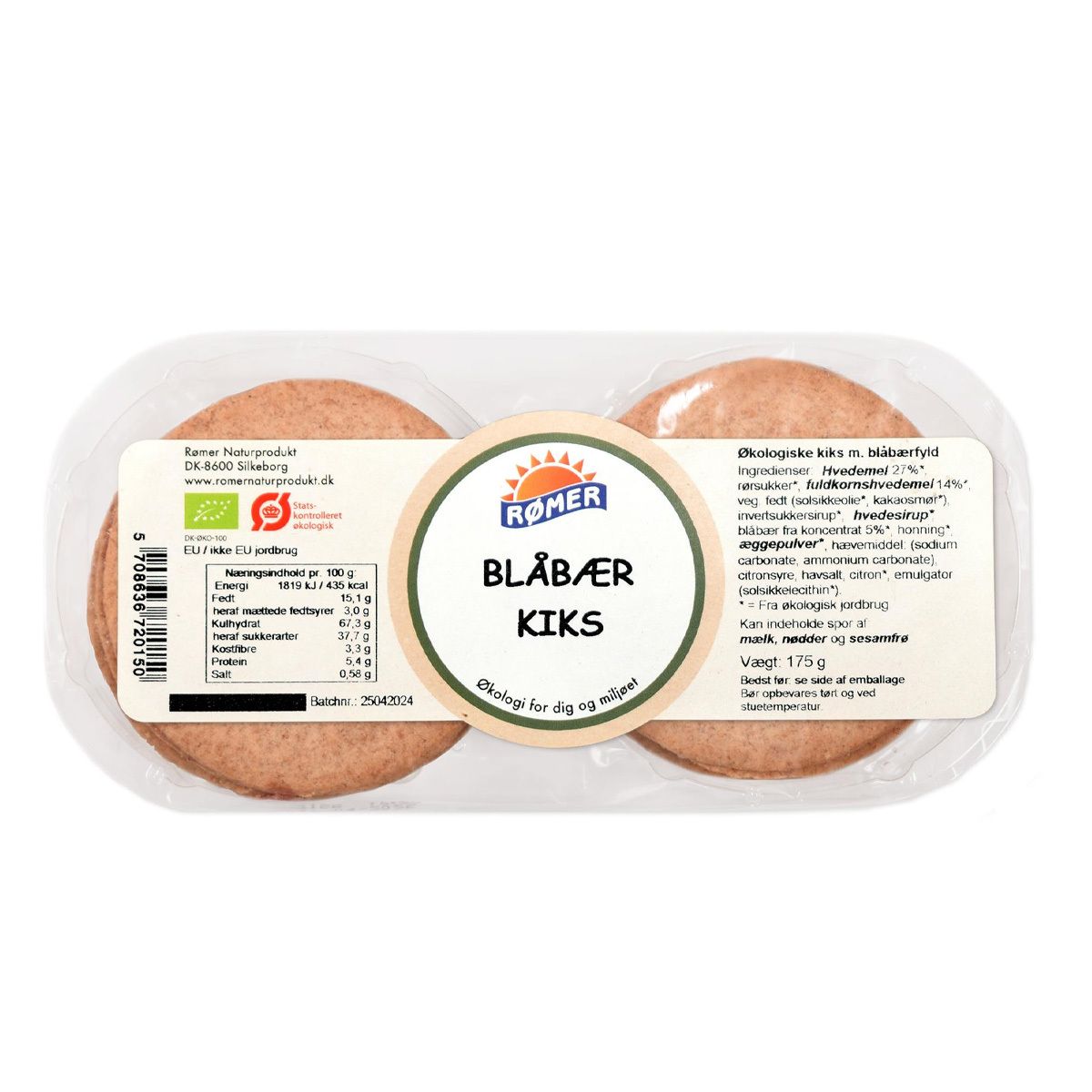 Köp Rømer Kex med blåbärsfyllning, eko - 175 g på Med24.se