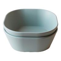 Mushie Skål Fyrkantig Sage - 2 st