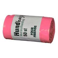 FourFriends hundpåsar med handtag, rosa - 50 st