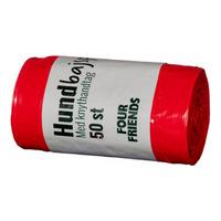 FourFriends hundpåsar med handtag, röd - 50 st