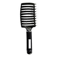 TBC Curved Paddle Brush m. Vildsvinshår - Svart - 1 st