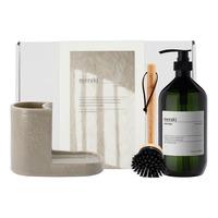 Meraki Gift box - grey holder + nature brush + forest garden dish wash