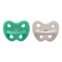Hevea Round Teat 3-36 Months - Pop Of Green & Soft Pebble - 2 st